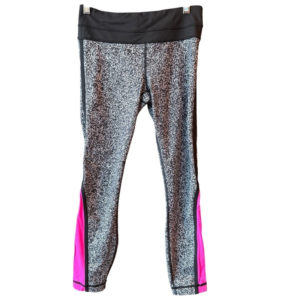 Lululemon Pace Tight Leggings Flashback Static Black White Raspberry Size 4 - Picture 2 of 8